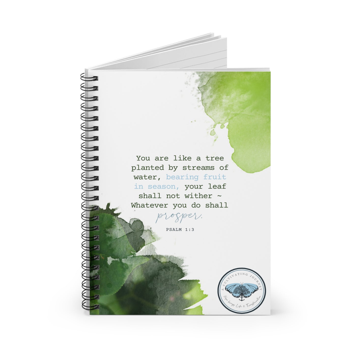 A Cultivating Journey ~ Spiral Journal/Notebook ~ You are like a tree planted ~ Inspirational gifts ~ Motivational gifts ~ Christian gifts