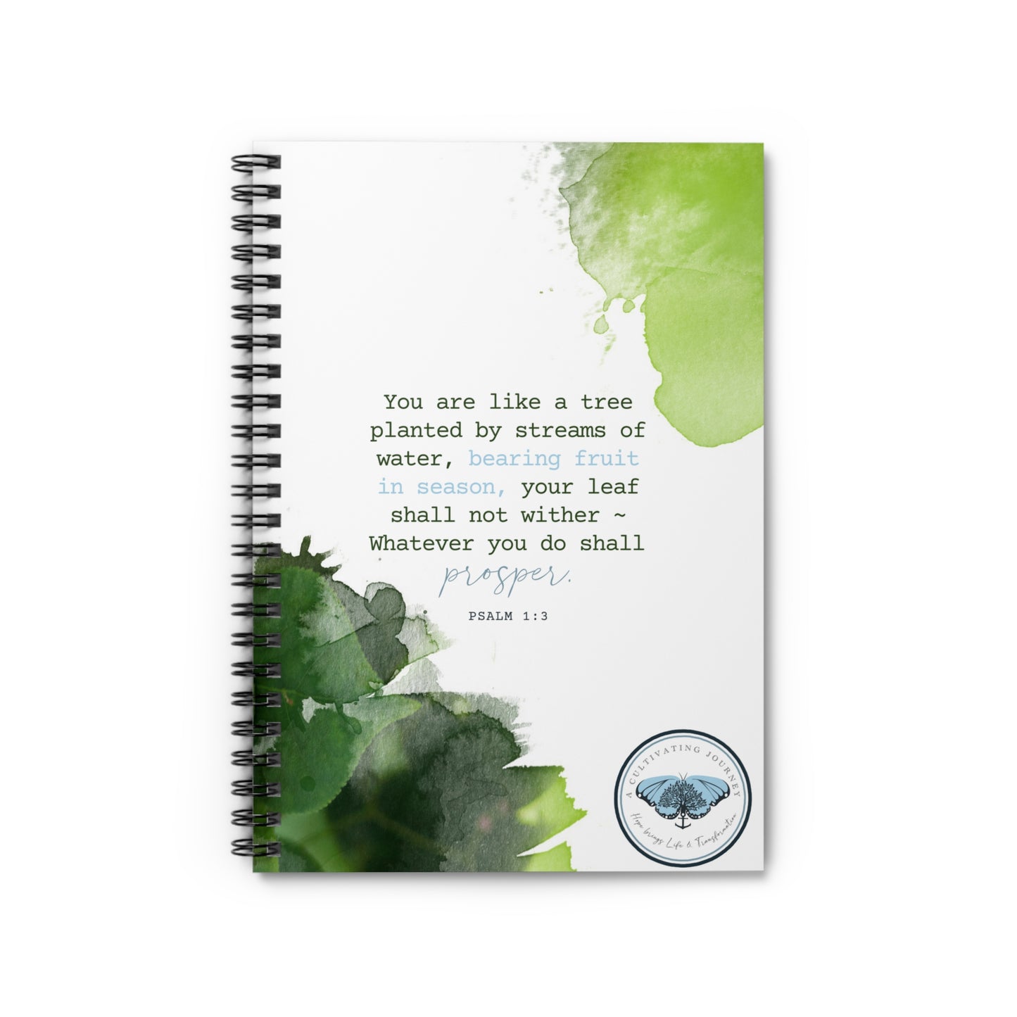 A Cultivating Journey ~ Spiral Journal/Notebook ~ You are like a tree planted ~ Inspirational gifts ~ Motivational gifts ~ Christian gifts