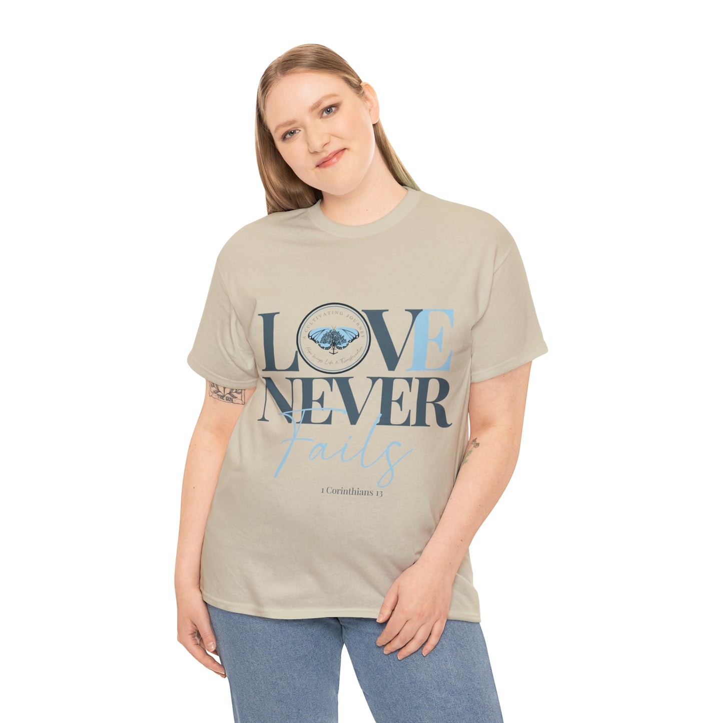 Love Never Fails ~ Comfy Cotton Tee/T-shirt ~ Inspirational tee ~ Christian tee ~ Motivational tee ~ A Cultivating Journey
