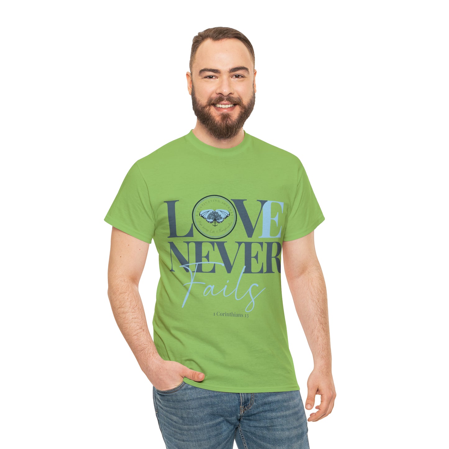 Love Never Fails ~ Comfy Cotton Tee/T-shirt ~ Inspirational tee ~ Christian tee ~ Motivational tee ~ A Cultivating Journey
