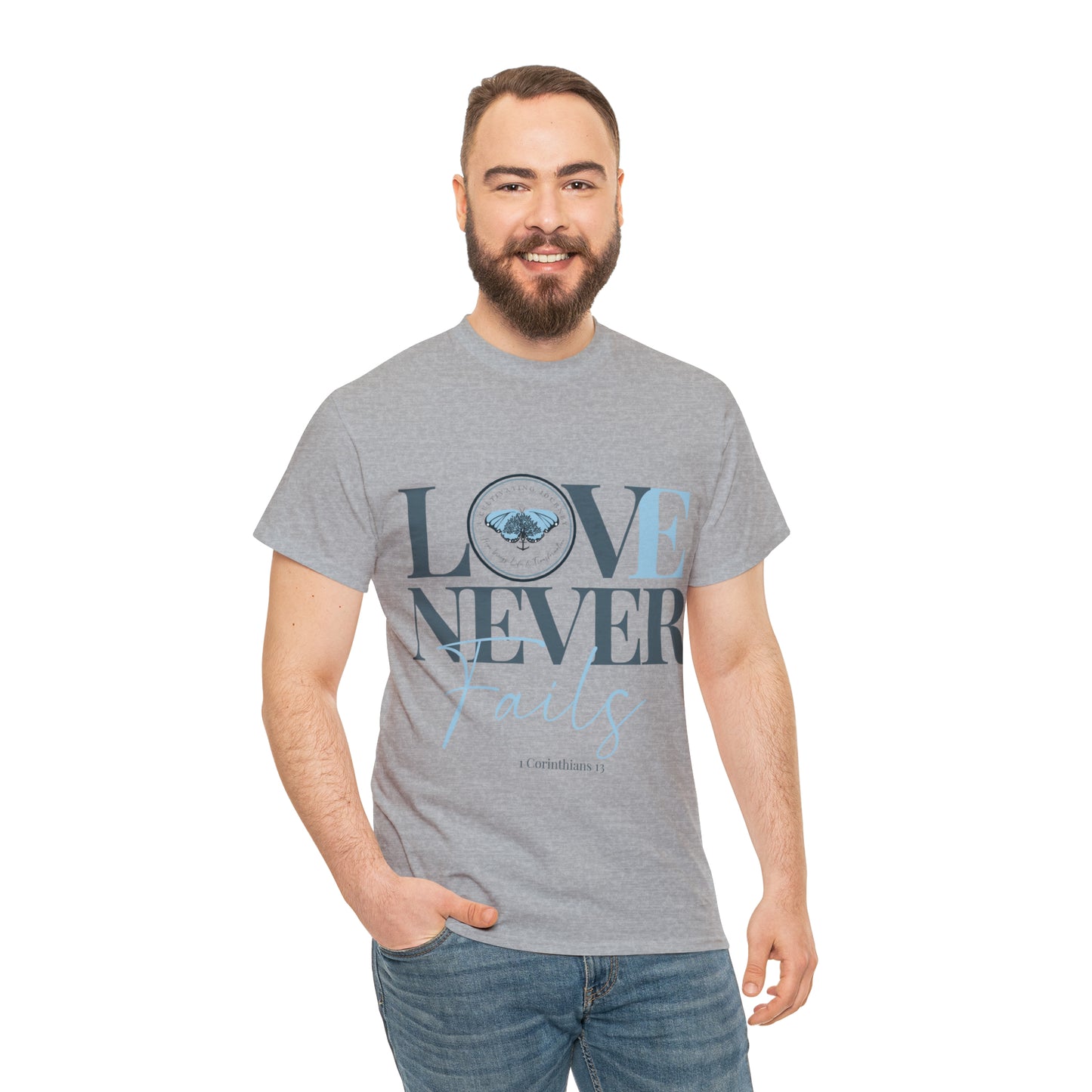 Love Never Fails ~ Comfy Cotton Tee/T-shirt ~ Inspirational tee ~ Christian tee ~ Motivational tee ~ A Cultivating Journey