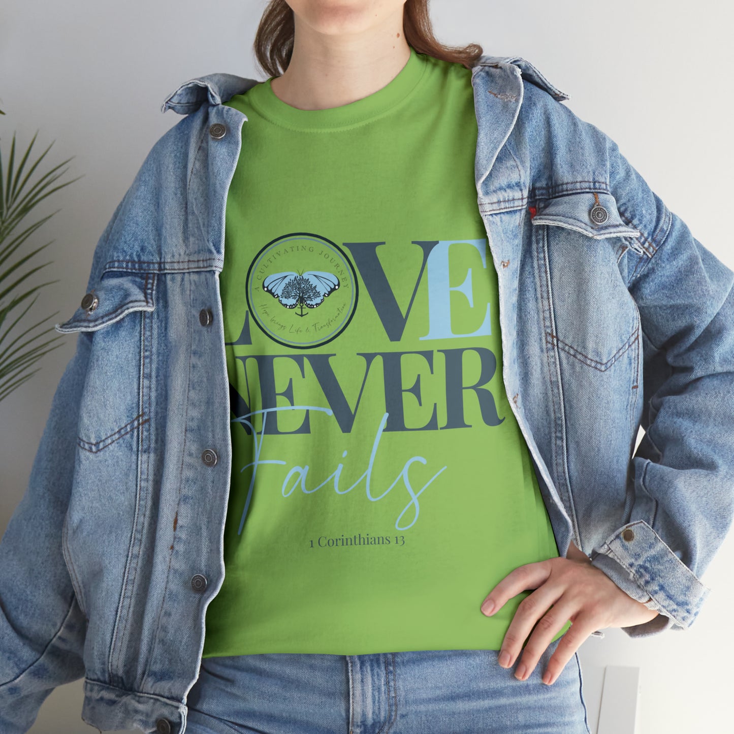 Love Never Fails ~ Comfy Cotton Tee/T-shirt ~ Inspirational tee ~ Christian tee ~ Motivational tee ~ A Cultivating Journey