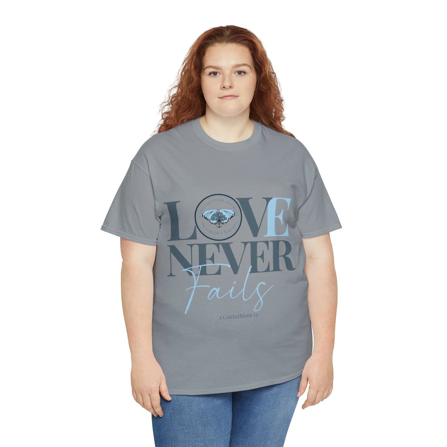 Love Never Fails ~ Comfy Cotton Tee/T-shirt ~ Inspirational tee ~ Christian tee ~ Motivational tee ~ A Cultivating Journey