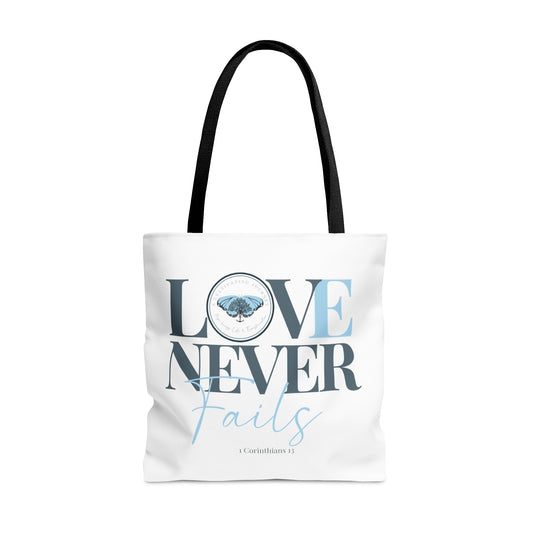 A Cultivating Journey Tote Bag ~ Love Never Fails ~ Inspirational gifts ~ Motivational gifts ~ Christian gifts