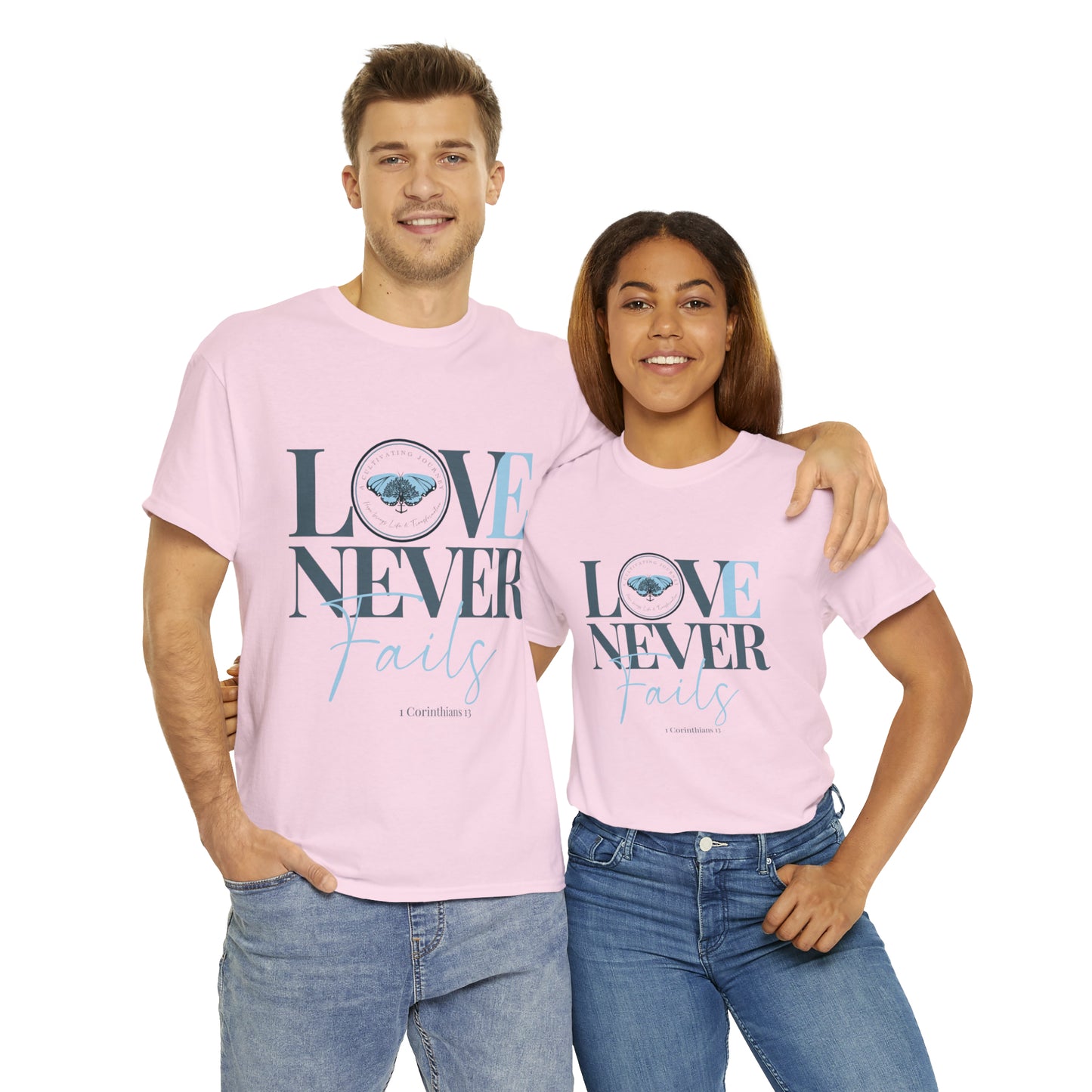 Love Never Fails ~ Comfy Cotton Tee/T-shirt ~ Inspirational tee ~ Christian tee ~ Motivational tee ~ A Cultivating Journey