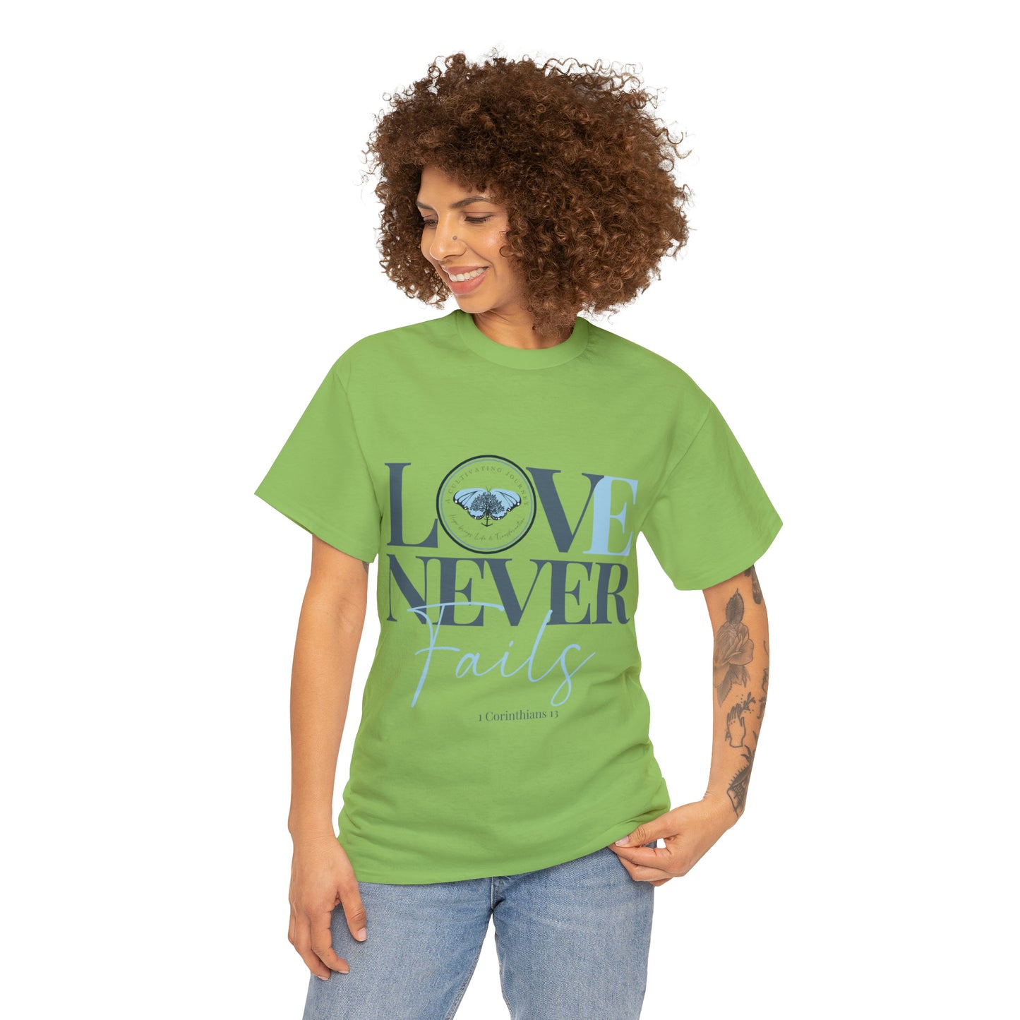 Love Never Fails ~ Comfy Cotton Tee/T-shirt ~ Inspirational tee ~ Christian tee ~ Motivational tee ~ A Cultivating Journey