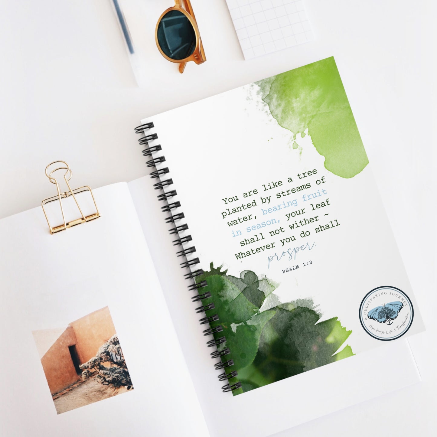 A Cultivating Journey ~ Spiral Journal/Notebook ~ You are like a tree planted ~ Inspirational gifts ~ Motivational gifts ~ Christian gifts