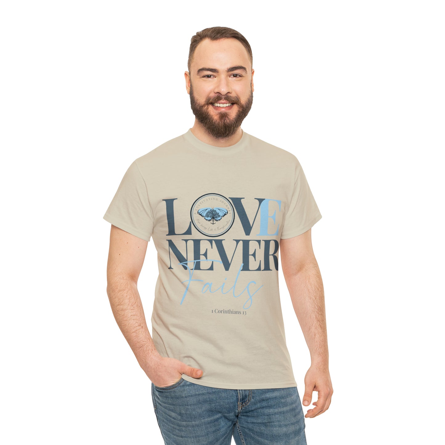 Love Never Fails ~ Comfy Cotton Tee/T-shirt ~ Inspirational tee ~ Christian tee ~ Motivational tee ~ A Cultivating Journey
