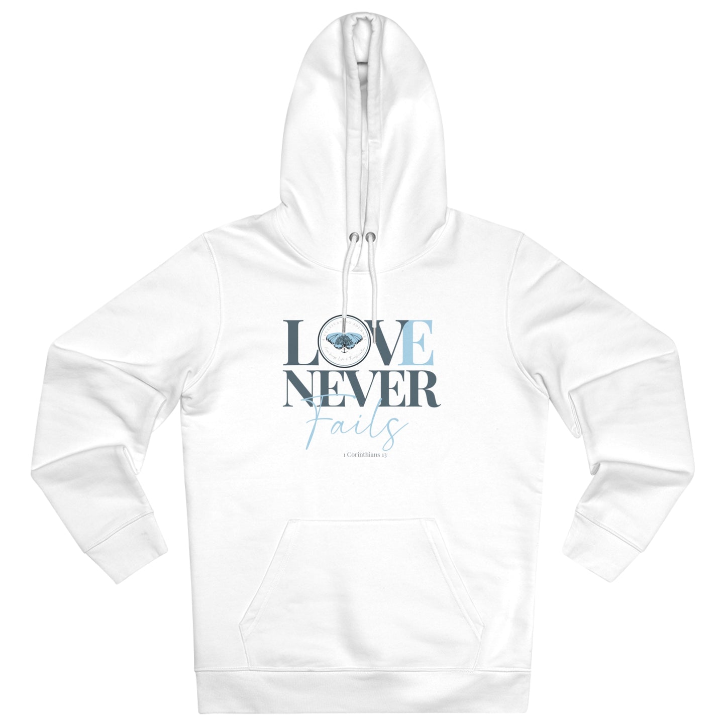 Love Never Fails ~ A Cultivating Journey ~ Comfy Hoodie ~ Motivational hoodie ~ Inspirational hoodie ~ Christian hoodie