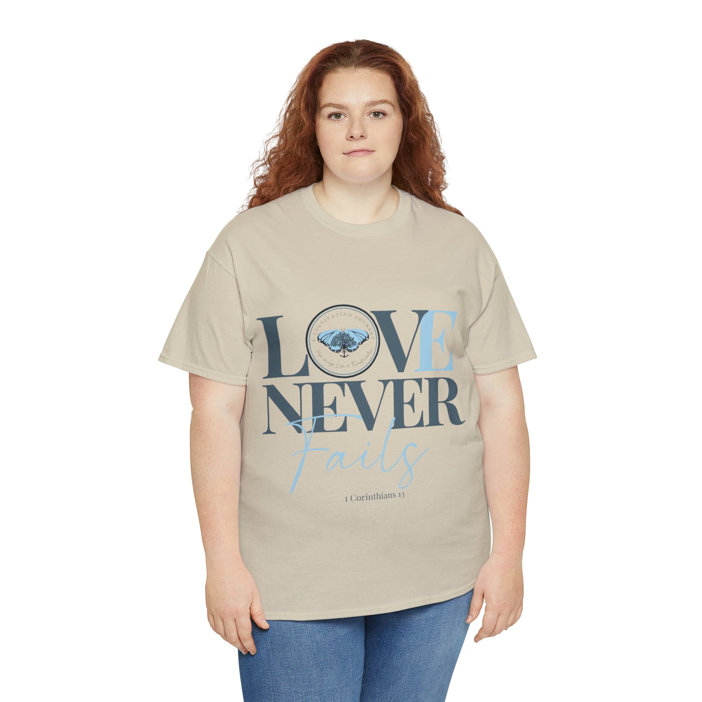Love Never Fails ~ Comfy Cotton Tee/T-shirt ~ Inspirational tee ~ Christian tee ~ Motivational tee ~ A Cultivating Journey