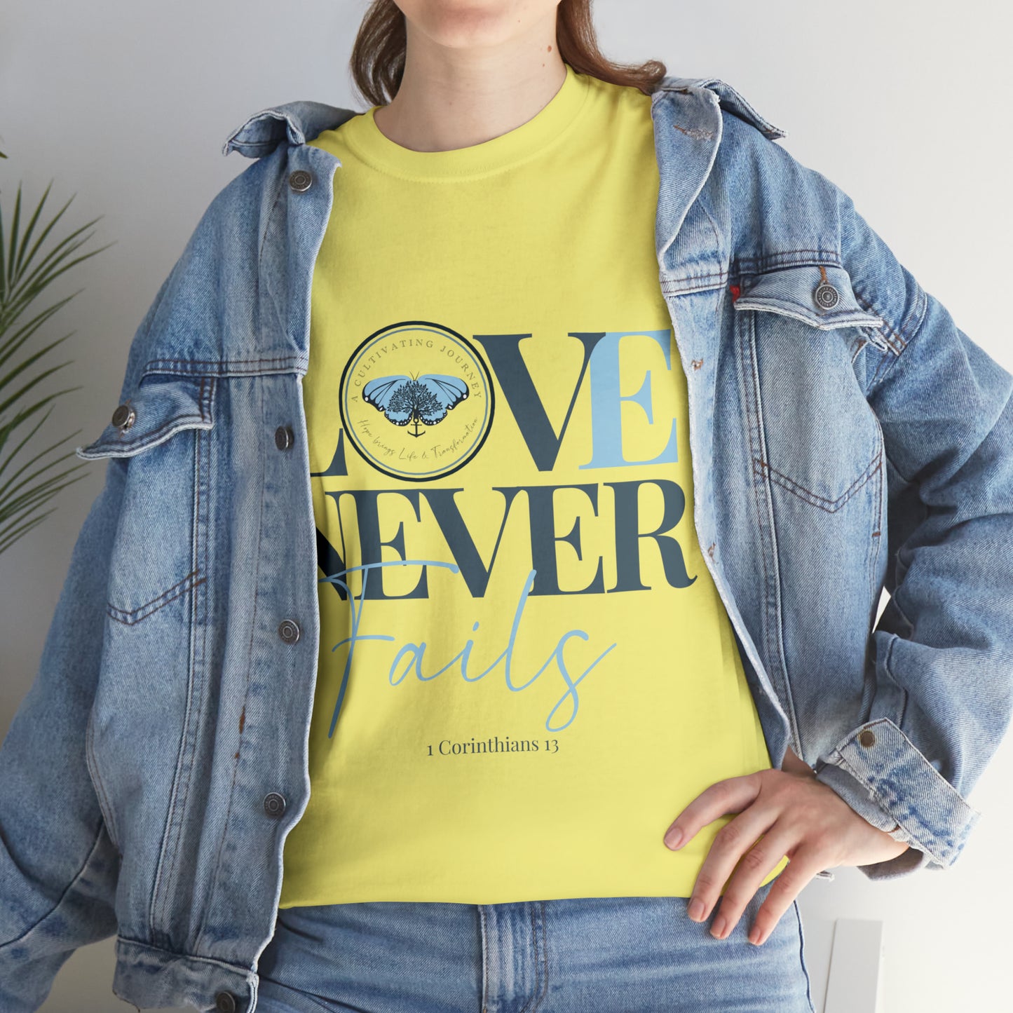 Love Never Fails ~ Comfy Cotton Tee/T-shirt ~ Inspirational tee ~ Christian tee ~ Motivational tee ~ A Cultivating Journey