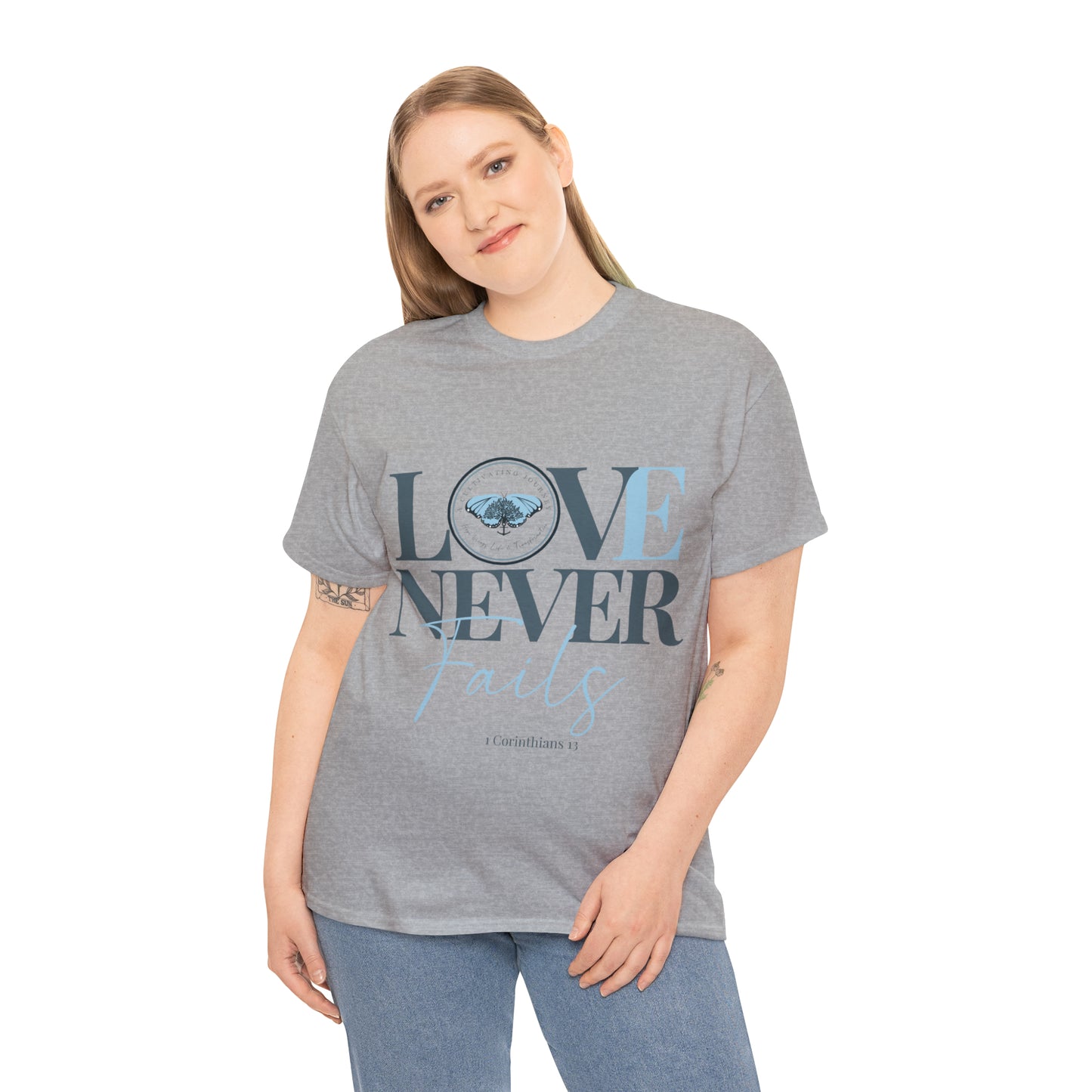 Love Never Fails ~ Comfy Cotton Tee/T-shirt ~ Inspirational tee ~ Christian tee ~ Motivational tee ~ A Cultivating Journey