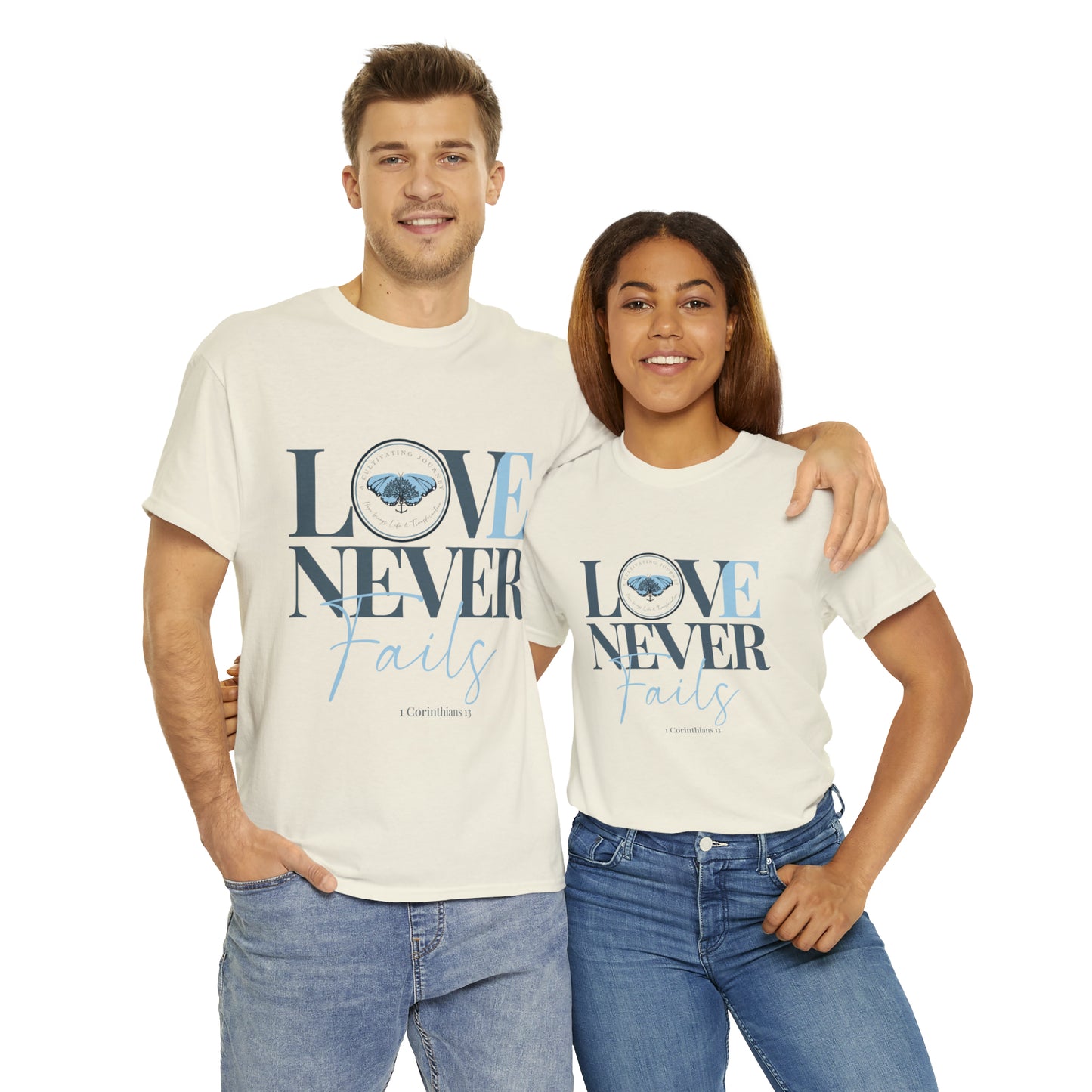 Love Never Fails ~ Comfy Cotton Tee/T-shirt ~ Inspirational tee ~ Christian tee ~ Motivational tee ~ A Cultivating Journey