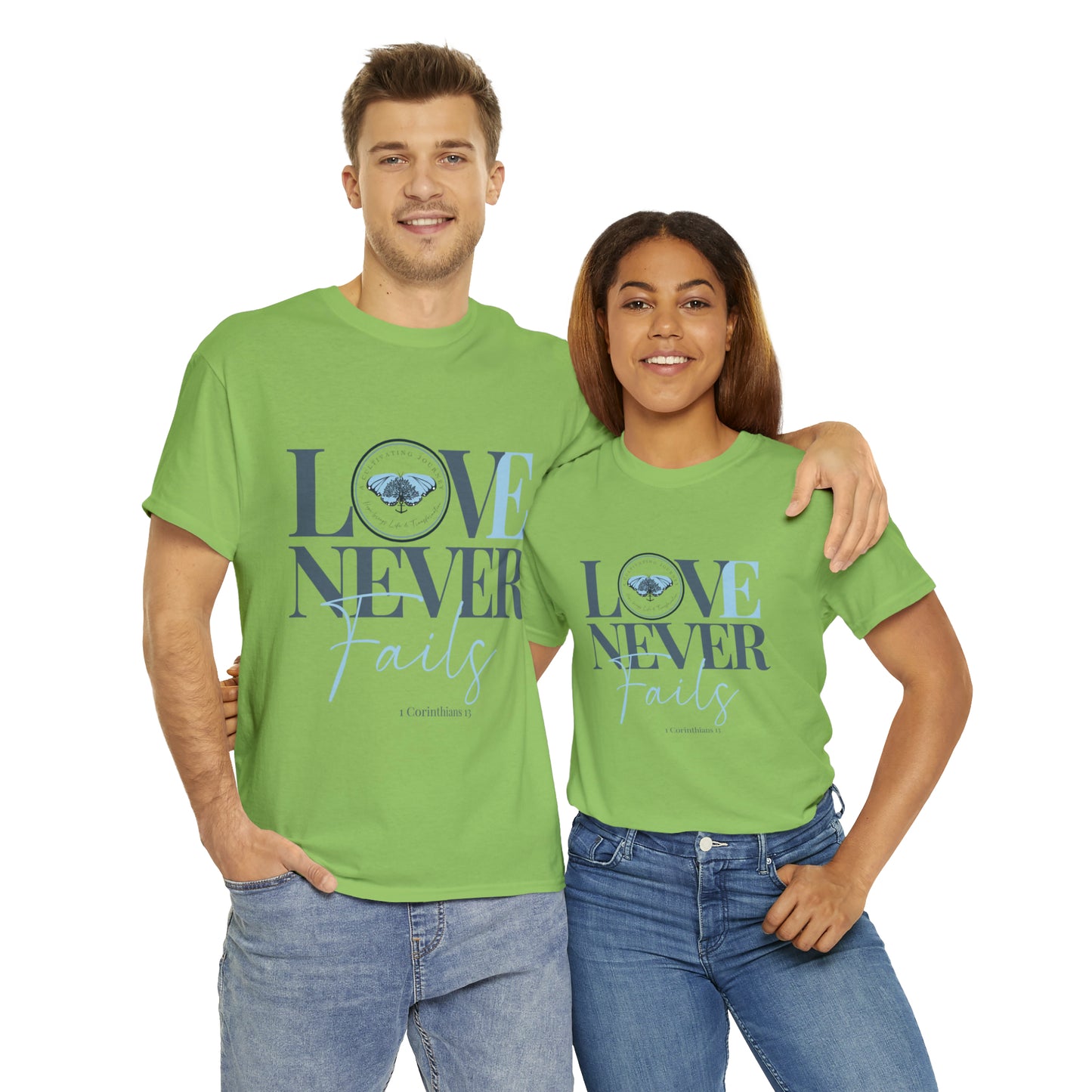 Love Never Fails ~ Comfy Cotton Tee/T-shirt ~ Inspirational tee ~ Christian tee ~ Motivational tee ~ A Cultivating Journey