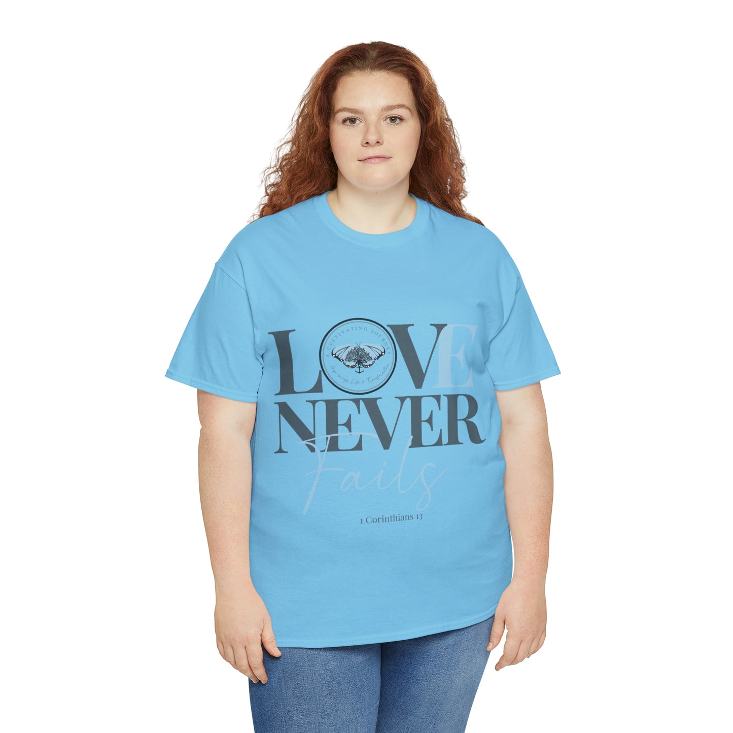 Love Never Fails ~ Comfy Cotton Tee/T-shirt ~ Inspirational tee ~ Christian tee ~ Motivational tee ~ A Cultivating Journey