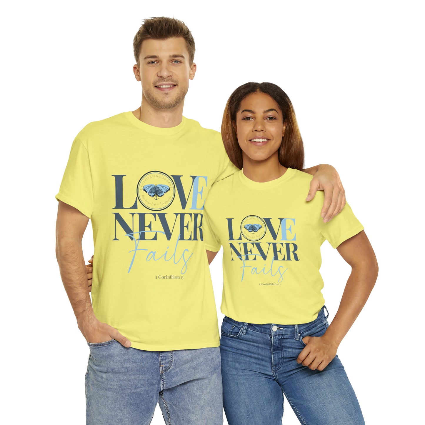 Love Never Fails ~ Comfy Cotton Tee/T-shirt ~ Inspirational tee ~ Christian tee ~ Motivational tee ~ A Cultivating Journey