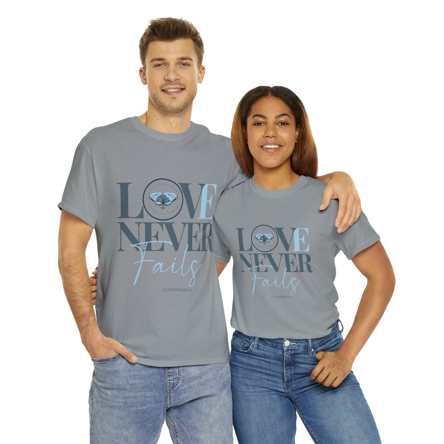 Love Never Fails ~ Comfy Cotton Tee/T-shirt ~ Inspirational tee ~ Christian tee ~ Motivational tee ~ A Cultivating Journey