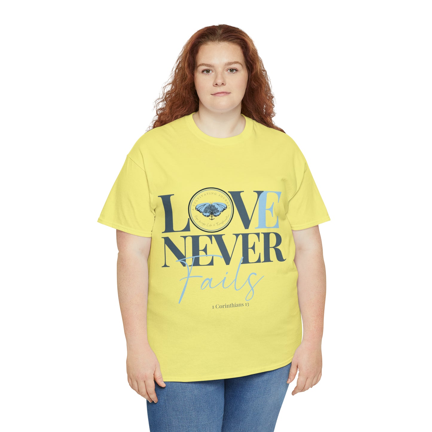 Love Never Fails ~ Comfy Cotton Tee/T-shirt ~ Inspirational tee ~ Christian tee ~ Motivational tee ~ A Cultivating Journey