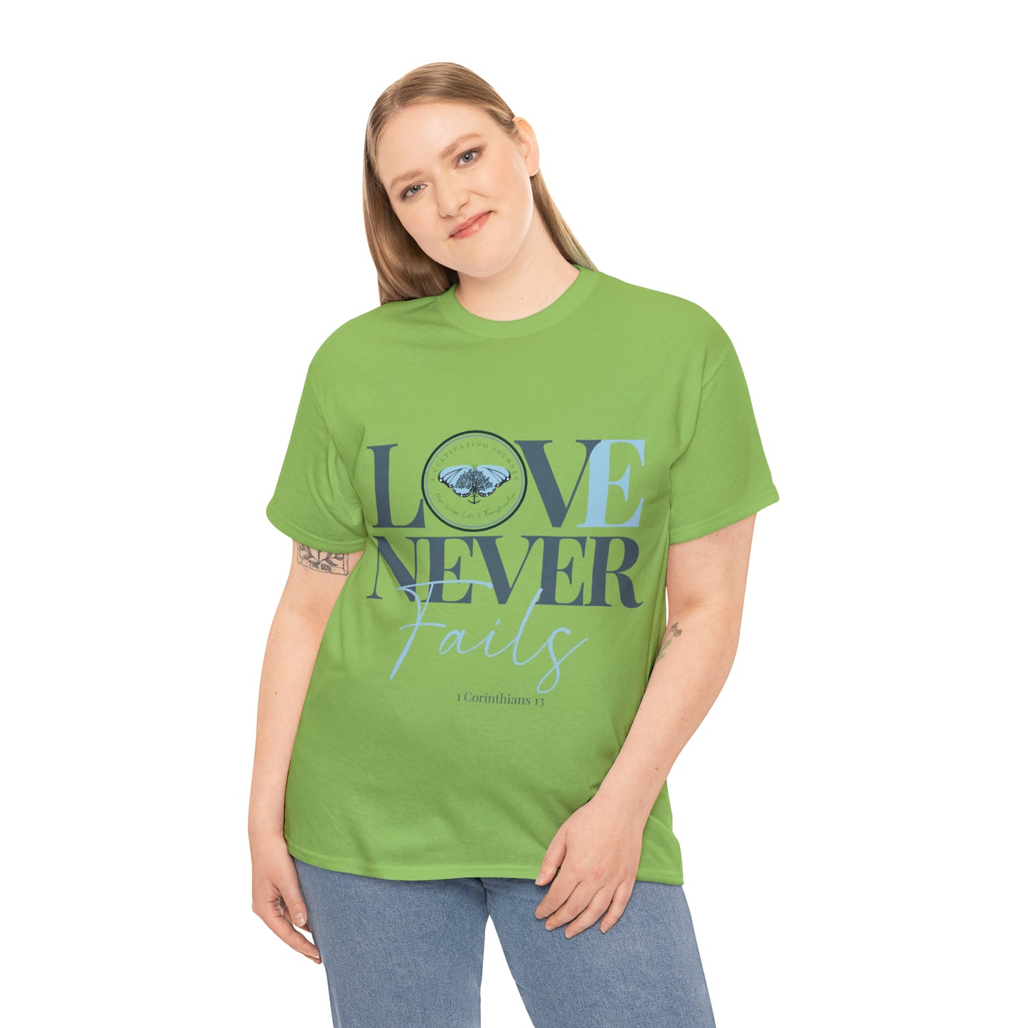 Love Never Fails ~ Comfy Cotton Tee/T-shirt ~ Inspirational tee ~ Christian tee ~ Motivational tee ~ A Cultivating Journey