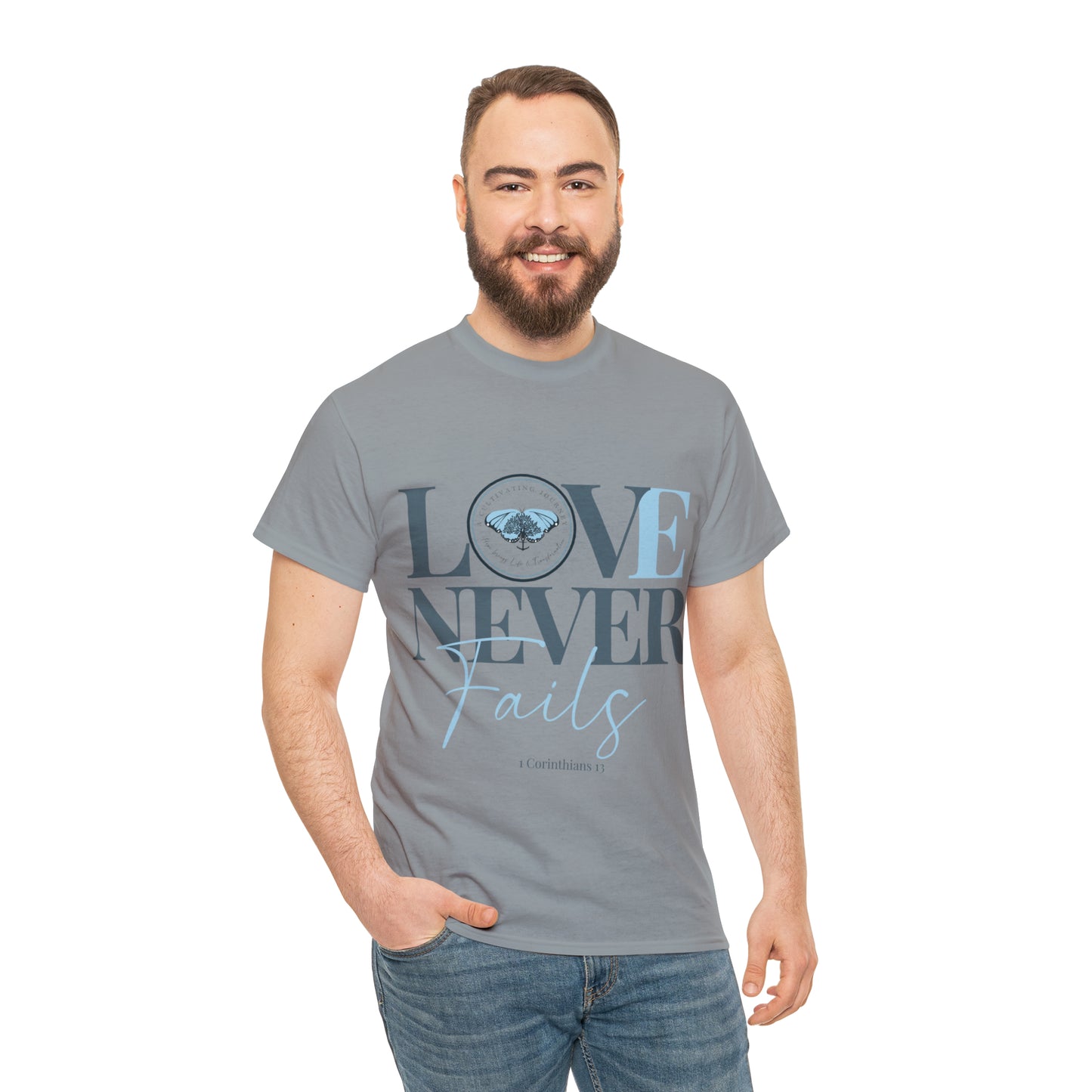 Love Never Fails ~ Comfy Cotton Tee/T-shirt ~ Inspirational tee ~ Christian tee ~ Motivational tee ~ A Cultivating Journey