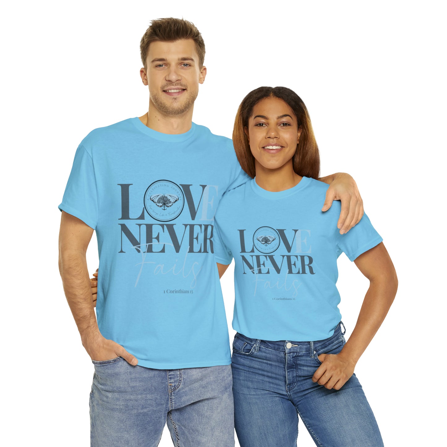 Love Never Fails ~ Comfy Cotton Tee/T-shirt ~ Inspirational tee ~ Christian tee ~ Motivational tee ~ A Cultivating Journey