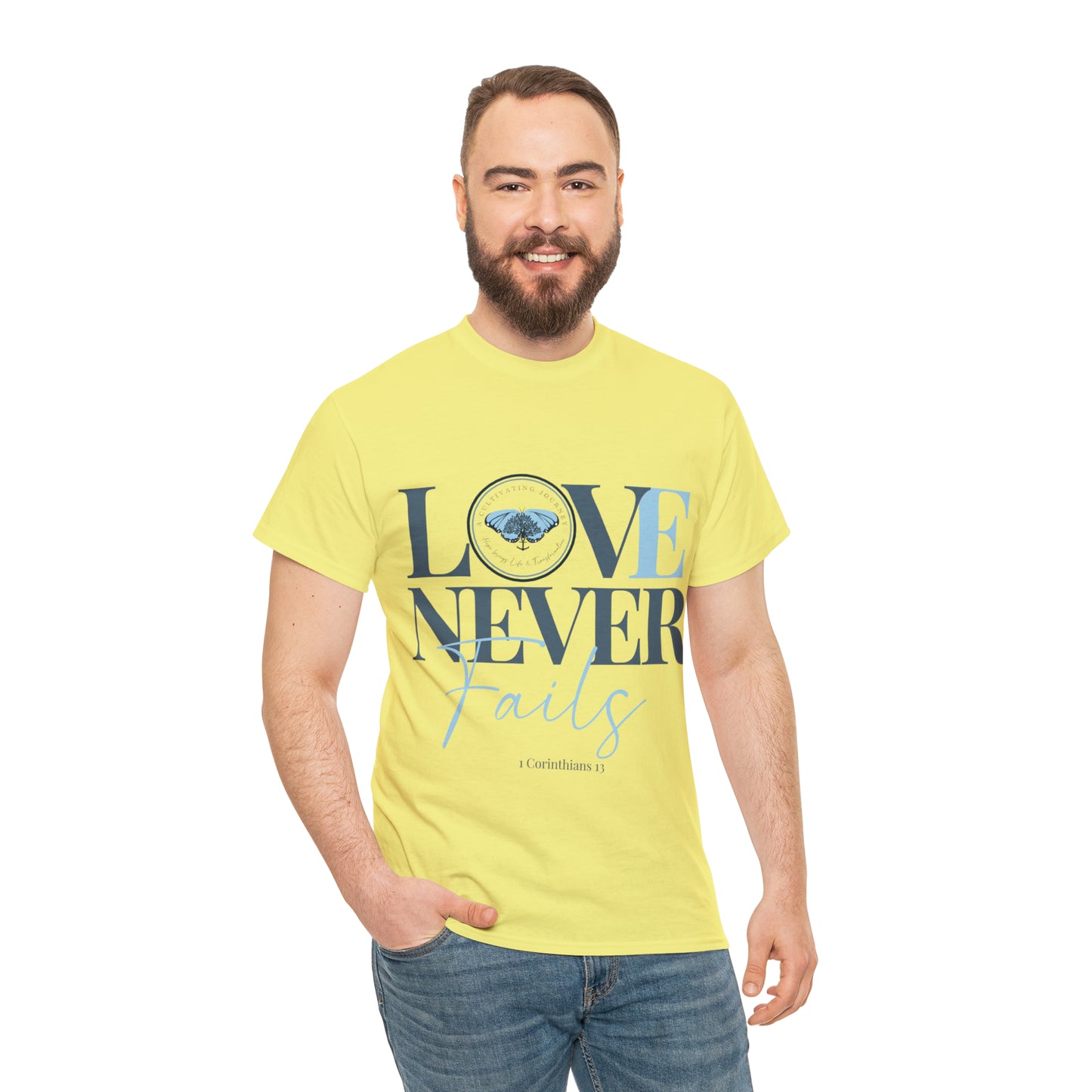 Love Never Fails ~ Comfy Cotton Tee/T-shirt ~ Inspirational tee ~ Christian tee ~ Motivational tee ~ A Cultivating Journey