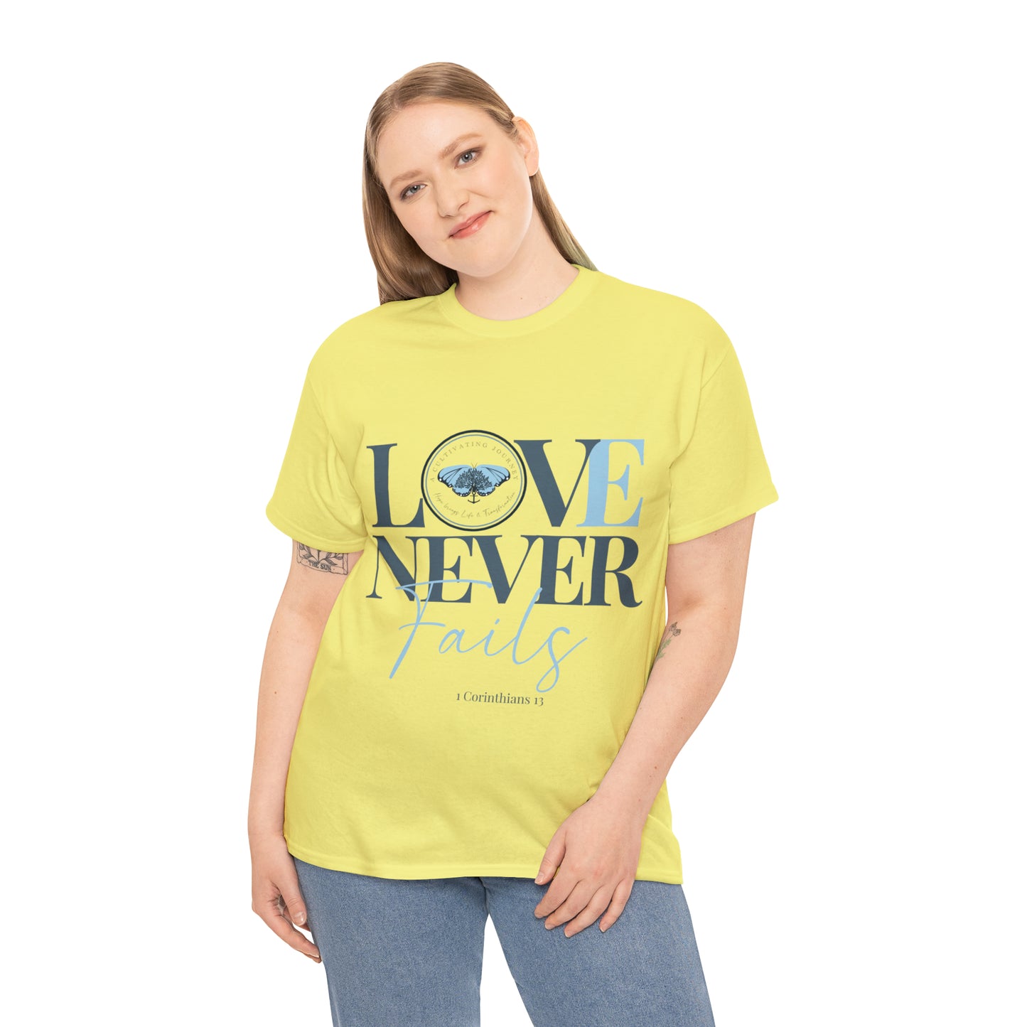 Love Never Fails ~ Comfy Cotton Tee/T-shirt ~ Inspirational tee ~ Christian tee ~ Motivational tee ~ A Cultivating Journey