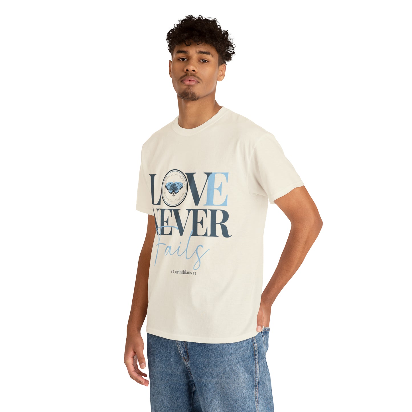 Love Never Fails ~ Comfy Cotton Tee/T-shirt ~ Inspirational tee ~ Christian tee ~ Motivational tee ~ A Cultivating Journey