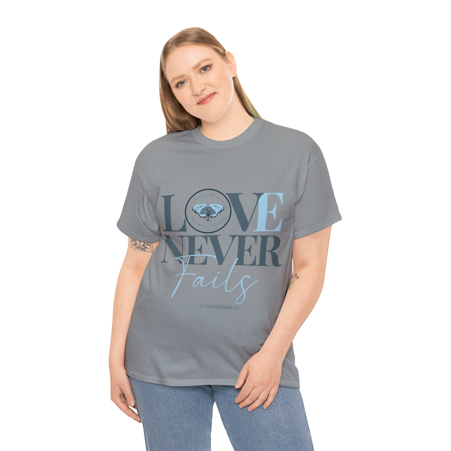 Love Never Fails ~ Comfy Cotton Tee/T-shirt ~ Inspirational tee ~ Christian tee ~ Motivational tee ~ A Cultivating Journey