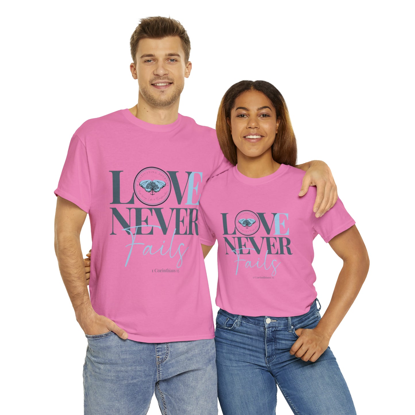 Love Never Fails ~ Comfy Cotton Tee/T-shirt ~ Inspirational tee ~ Christian tee ~ Motivational tee ~ A Cultivating Journey